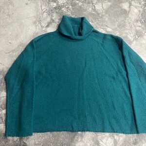 Eileen Fisher Teal Cowl Neck Sweater